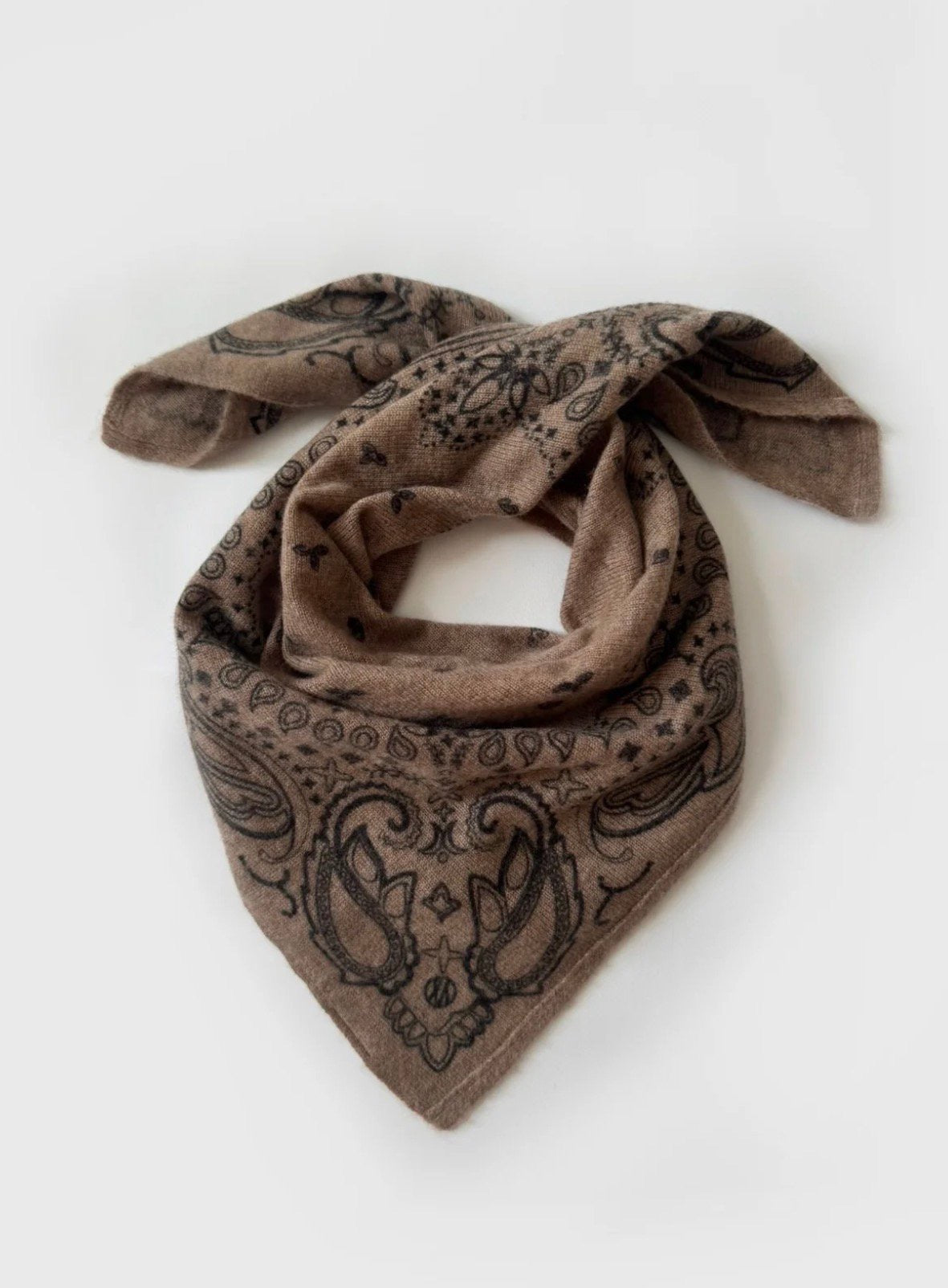 Lescarf Cashmere Paisley scarf 65x65, greige