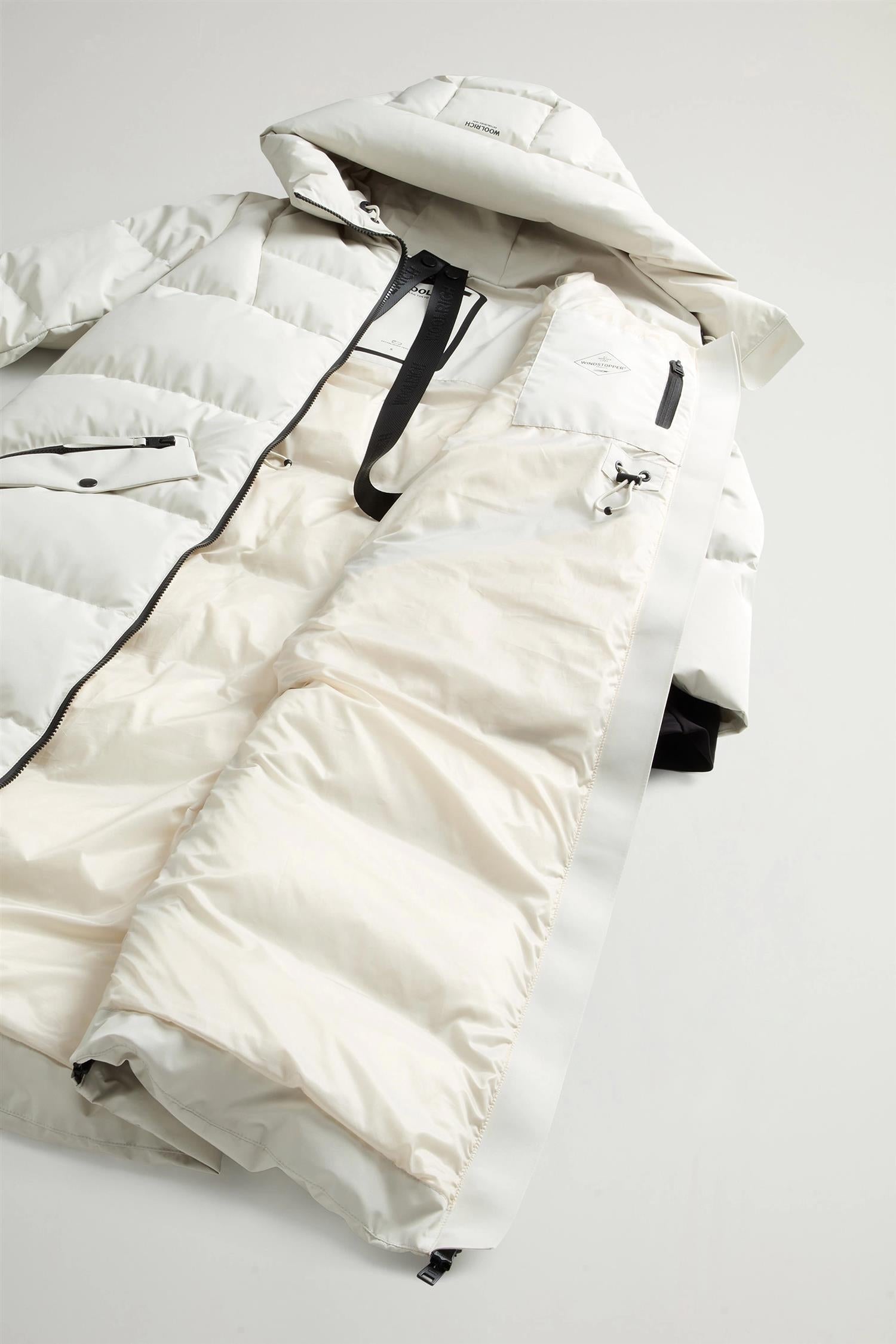Woolrich Long down Jacket in WINDSTOPPER GORE-TEX, milky cream