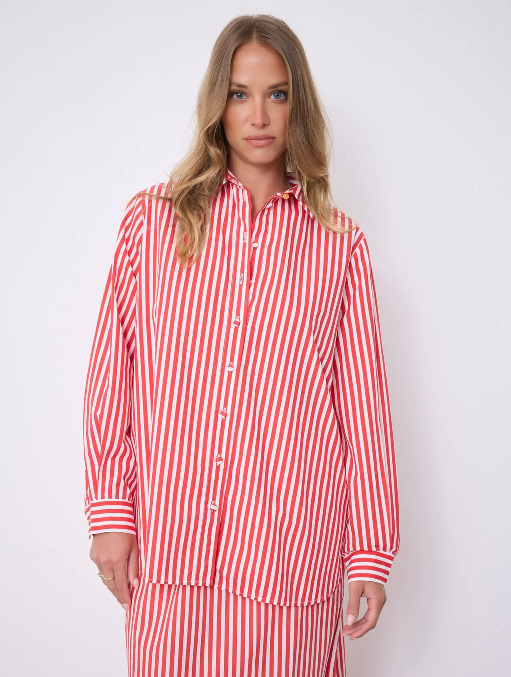 Notshy Cashmere Althea skjorte, Rød/hvit