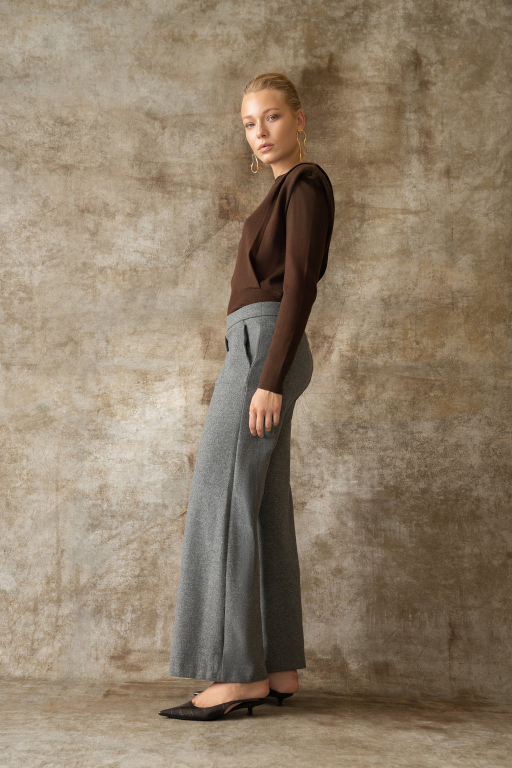 Seductive Naley bonded wool flannel, grå