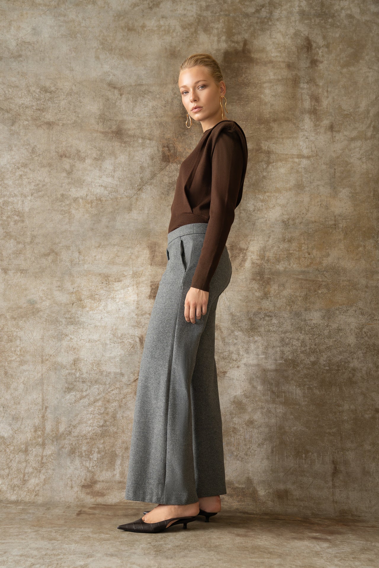 Seductive Naley bonded wool flannel, grå