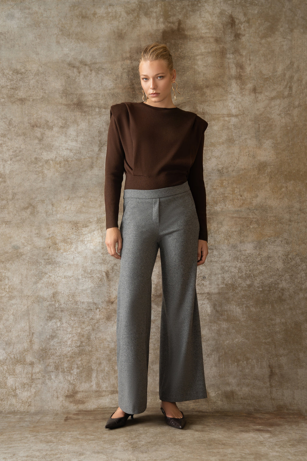 Seductive Naley bonded wool flannel, grå