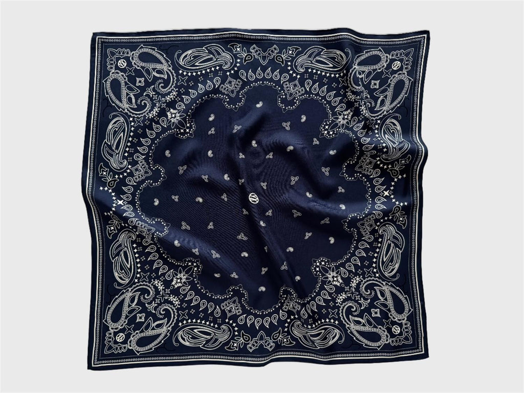 Lescarf Paisley scarf, Navy, black& white, 65x65