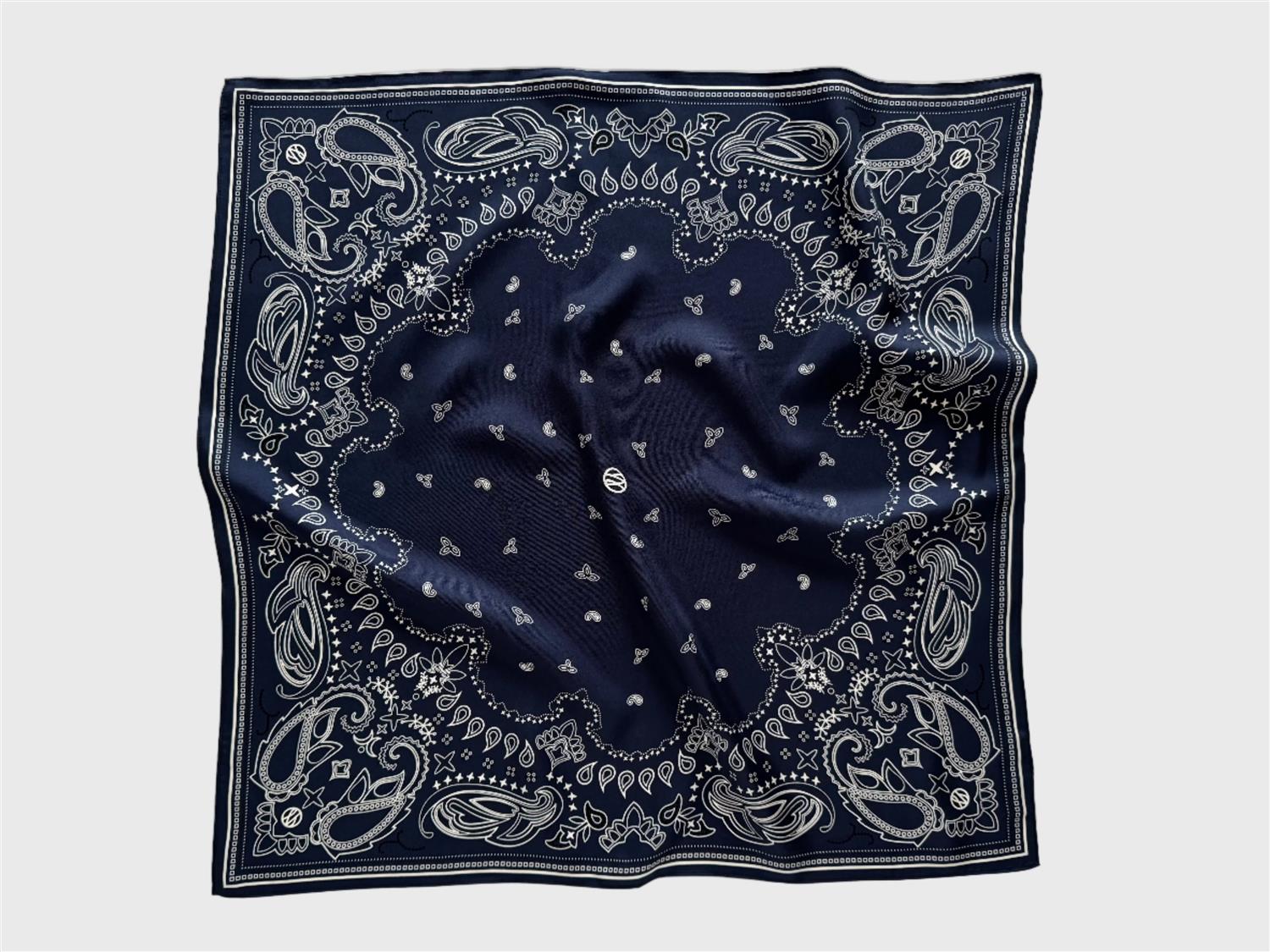 Lescarf Paisley scarf, Navy, black& white, 65x65