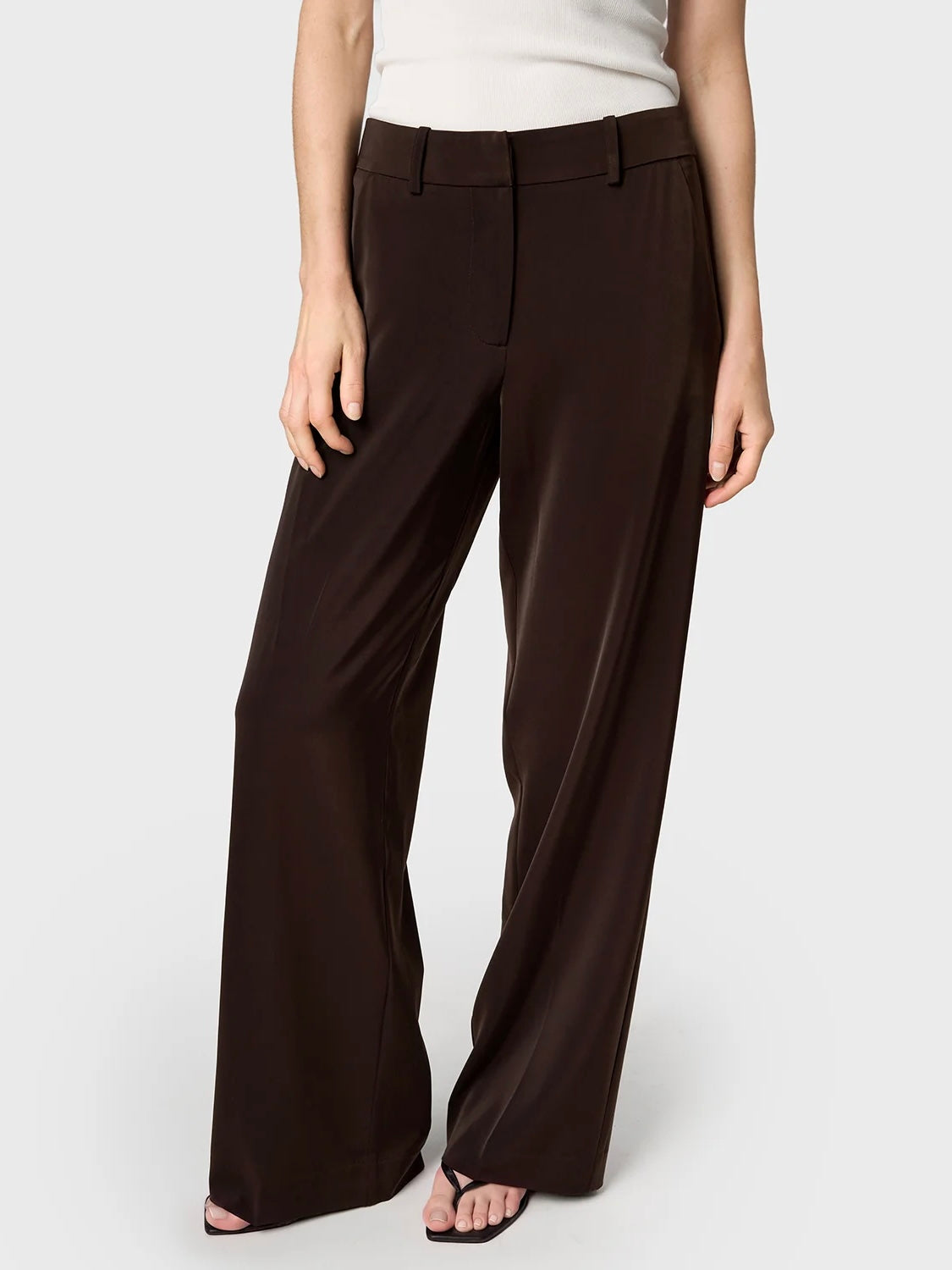 Marville Road The Ingrid Satin Trousers, chocolate