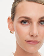 Philippa Studios Dome Pave Hoops Medium, forgylt gull