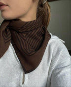 Lescarf Wool striped scarf, brown, 80x80