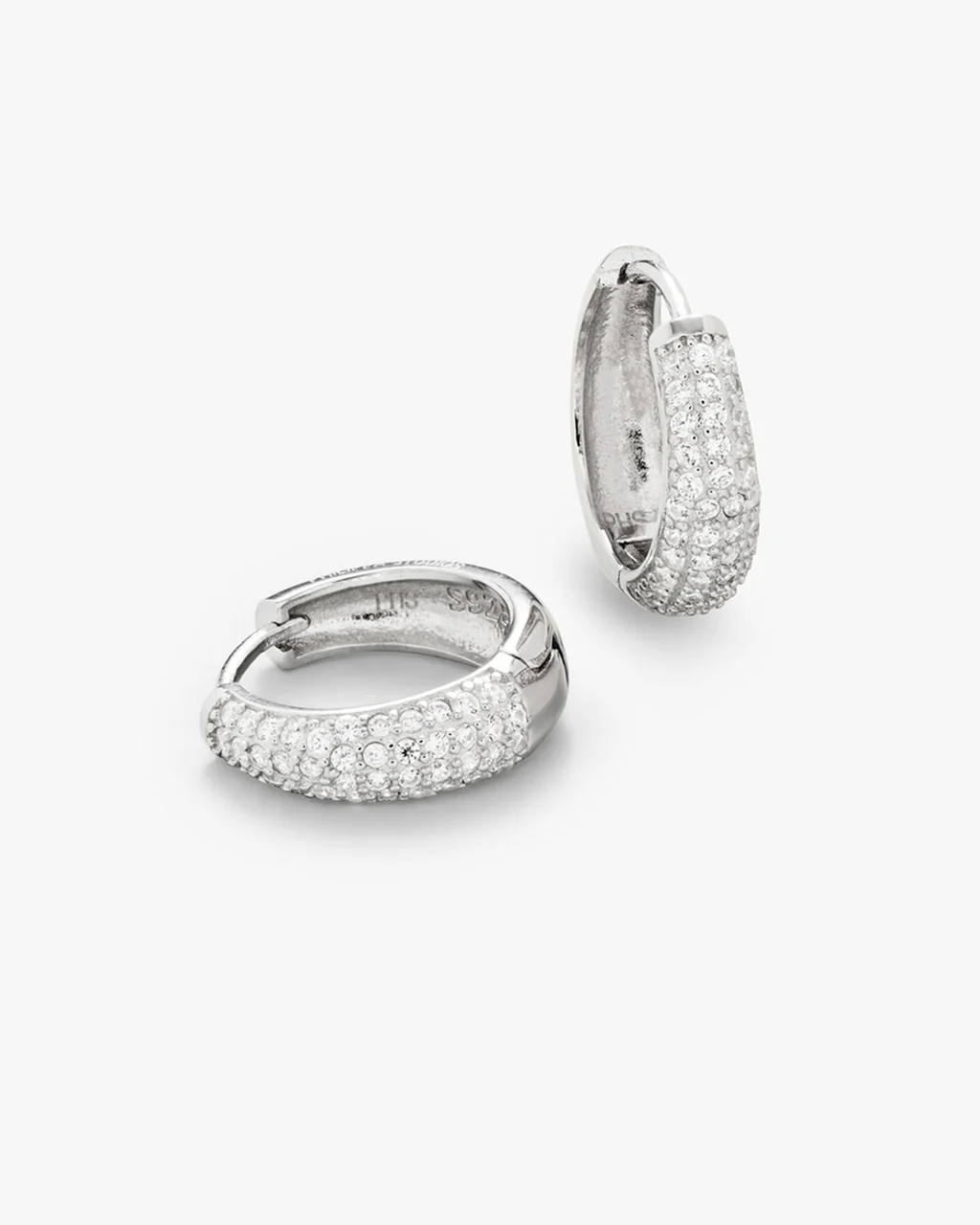 Philippa Studios Dome Pave Hoops Large, sølv