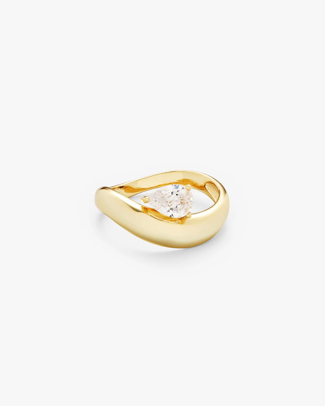 Philippa Studios Wave Pear ring, forgylt gull
