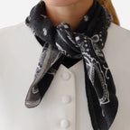 Lescarf Cashmere Paisley scarf 65x65, black