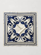 Lescarf Aries scarf 65x65, cream & blue