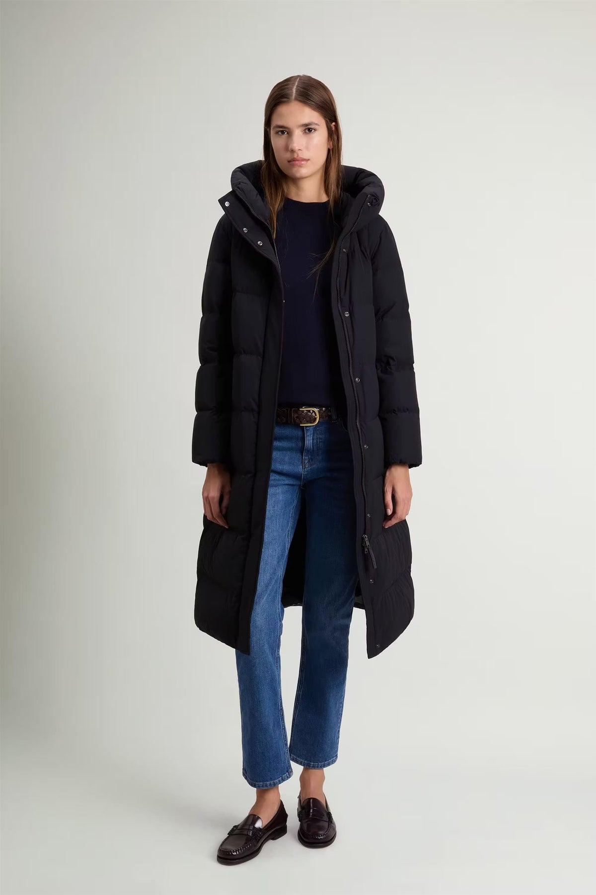 Woolrich Madison Quilted Coat, matt Stretch Nylon sort