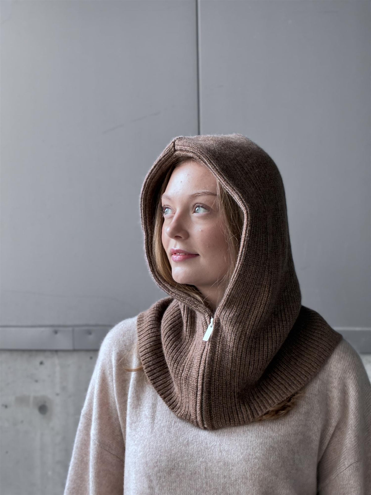 Notshy Cashmere Gustave balaclava zip,  cafe au lait