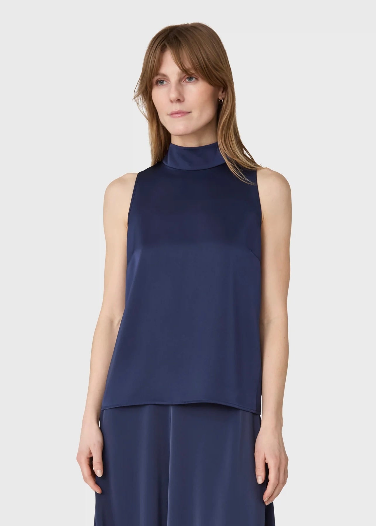 Marville Road The Zeta sateng top, Midnight blue