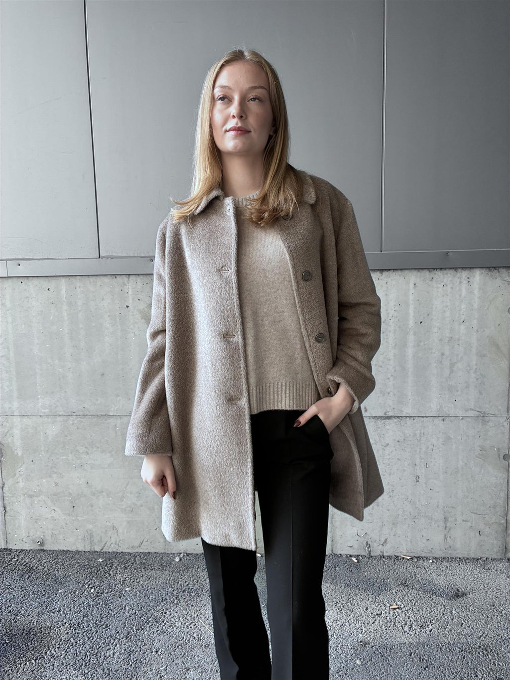 Natura Cashmere Paula coat alpaca, taupe