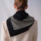 Lescarf Striped wool scarf, black & crean 90x90