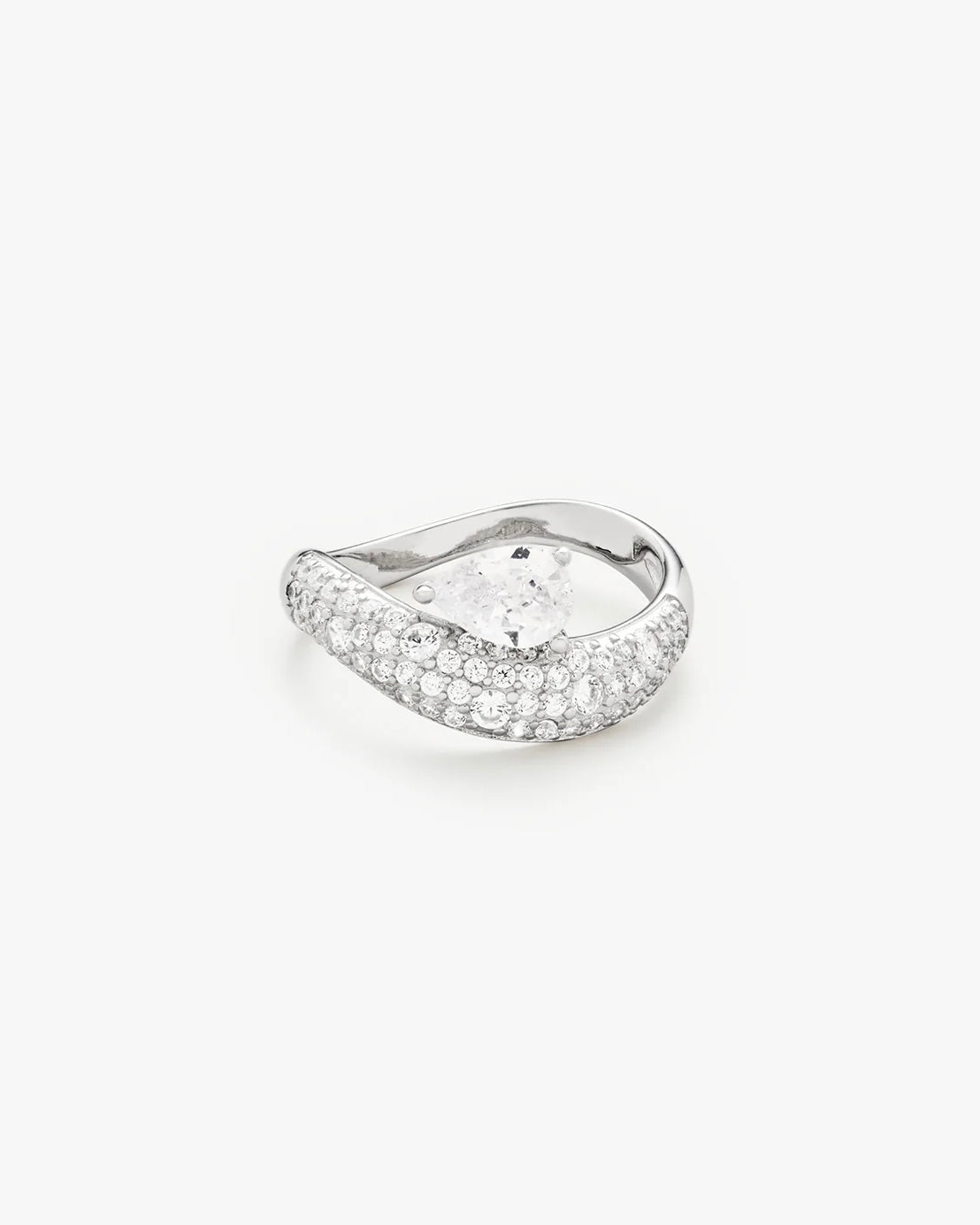 Philippa Studios Wave Pear pave ring, sølv