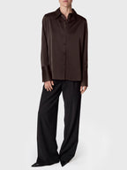Marville Road The Leonie satin shirt, Chocolate