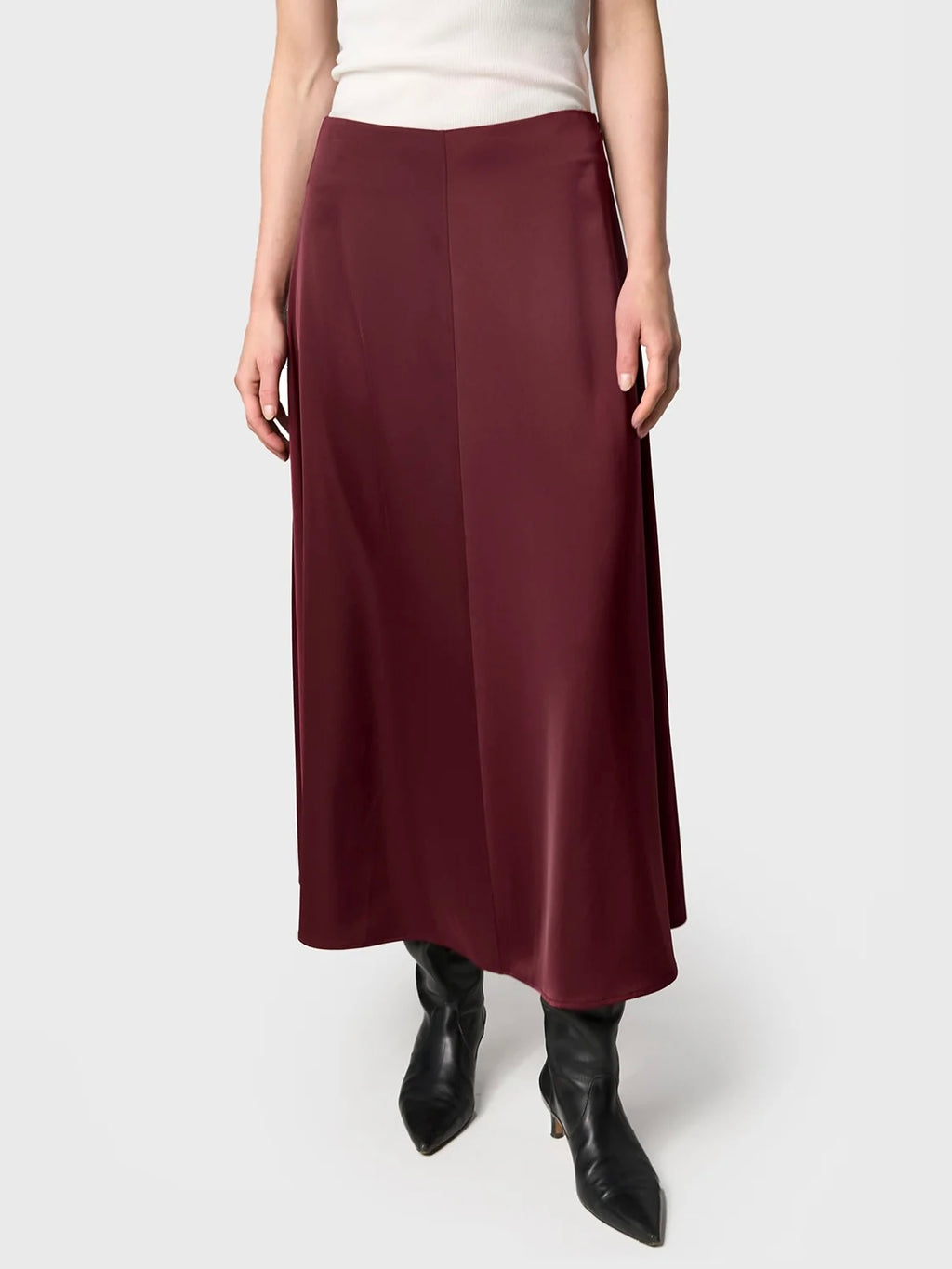 Marville Road The Rhonda satin skirt, Burgundy
