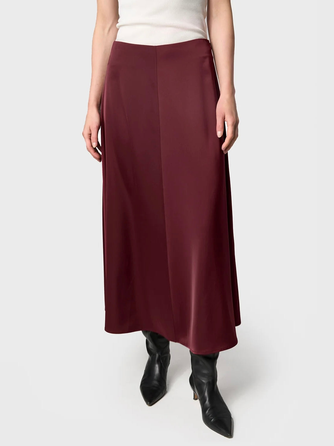 Marville Road The Rhonda satin skirt, Burgundy