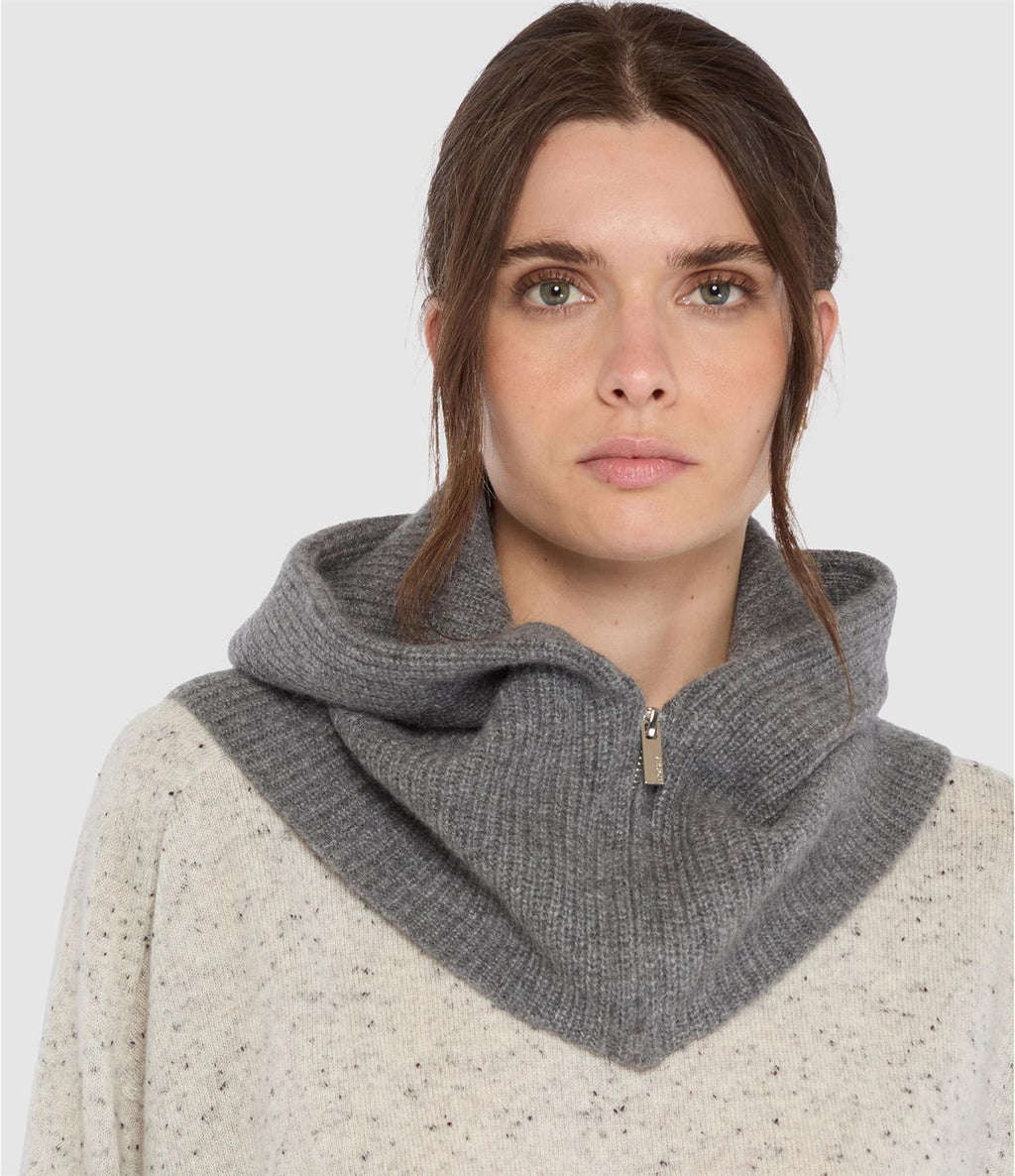 Notshy Cashmere Gustave balaclava zip,  koksgrå
