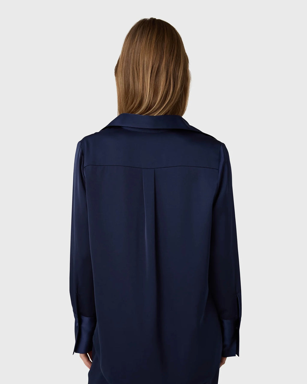 Marville Road The Leonie satin shirt, midnight blue
