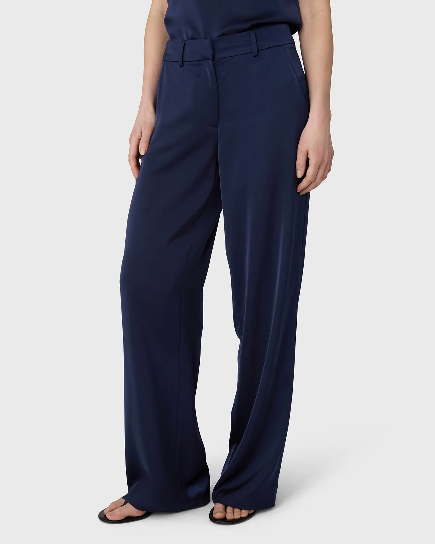 Marville Road The Ingrid Satin Trousers, midnight blue