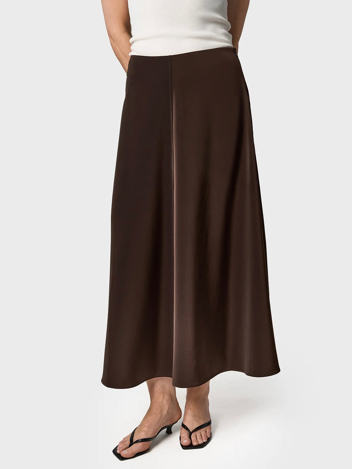 Marville Road The Rhonda satin skirt, Chocolate