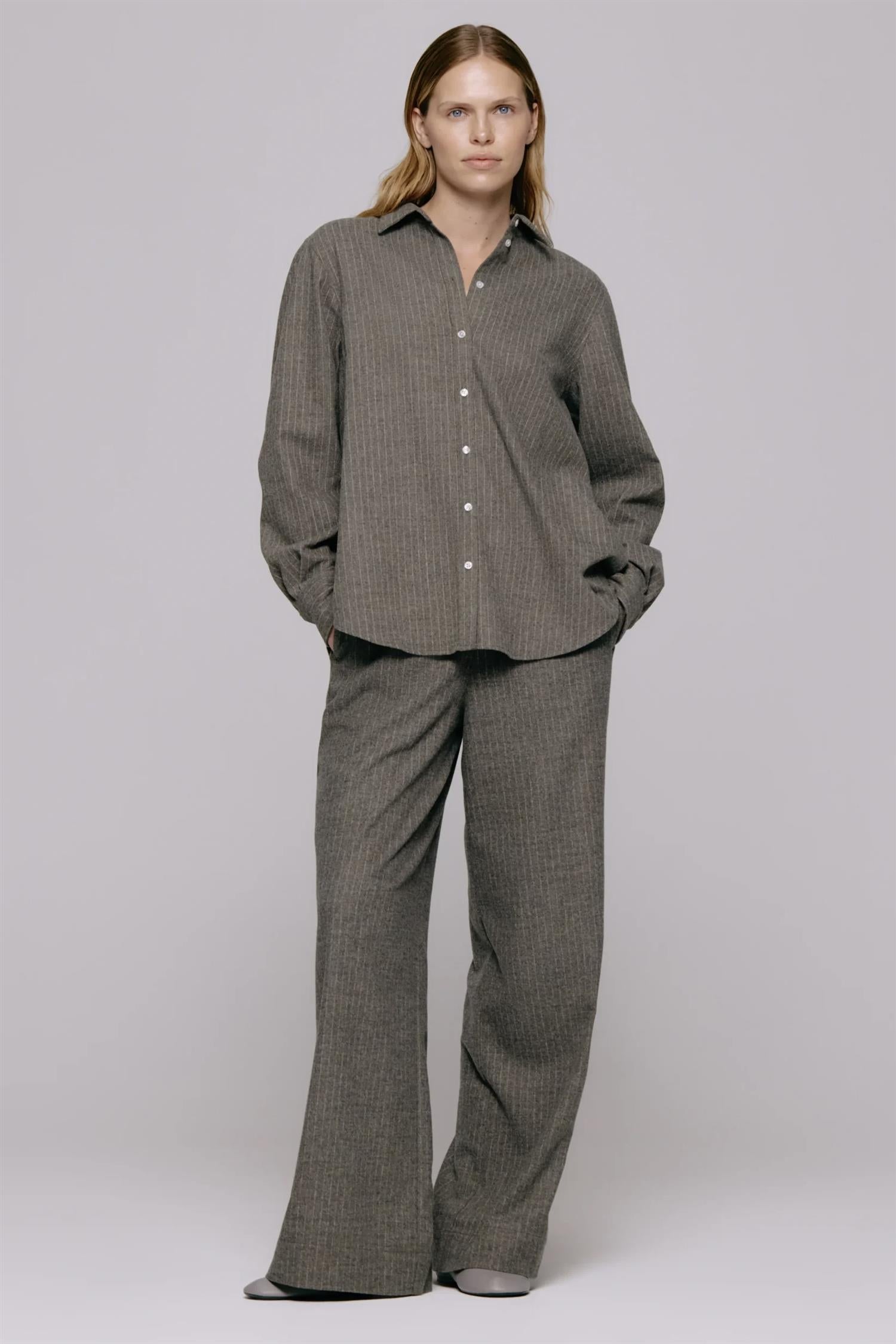 Julie Josephine Sofie Wool blend shirt, grey stripe