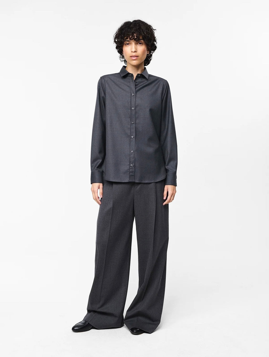 Julie Josephine Liv Wool Shirt, Stone grey