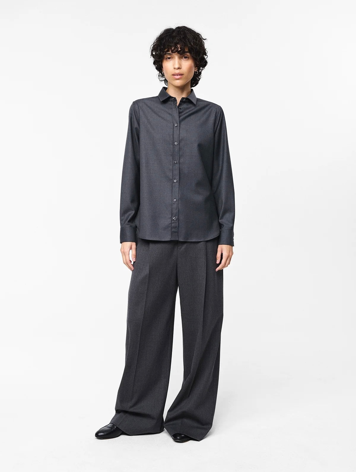 Julie Josephine Liv Wool Shirt, Stone grey
