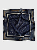 Lescarf Zodiac scarf, navy/ sand,  65x65