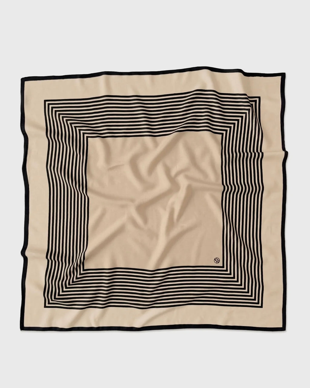 Lescarf Striped wool scarf, sand& black 90x90