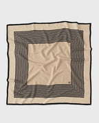 Lescarf Striped wool scarf, sand& black 90x90