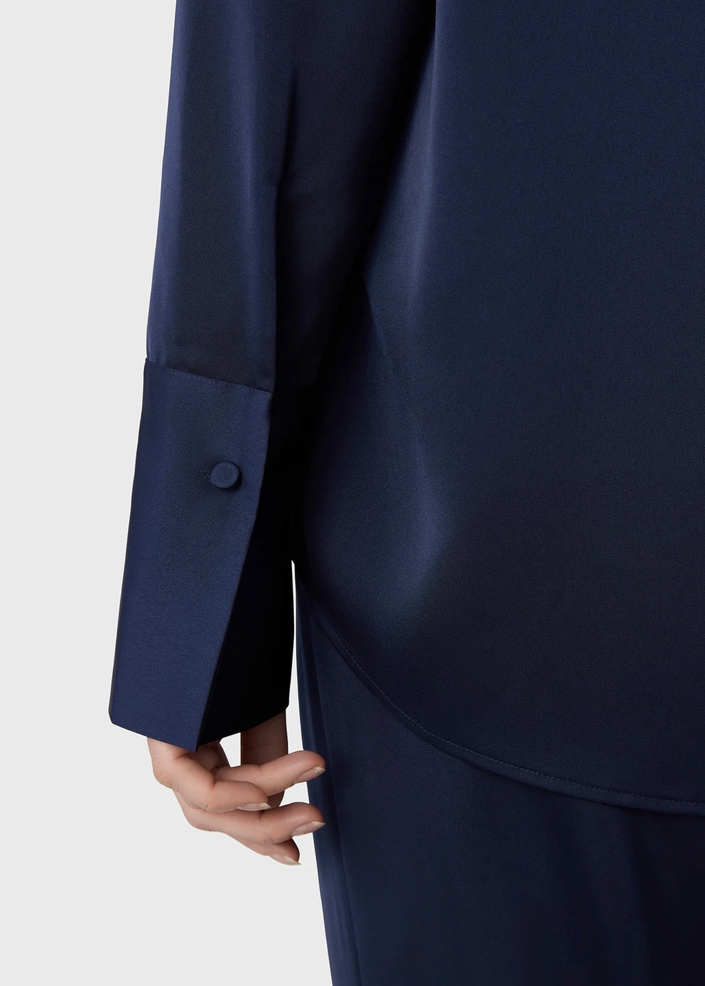 Marville Road The Leonie satin shirt, midnight blue