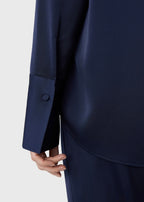 Marville Road The Leonie satin shirt, midnight blue