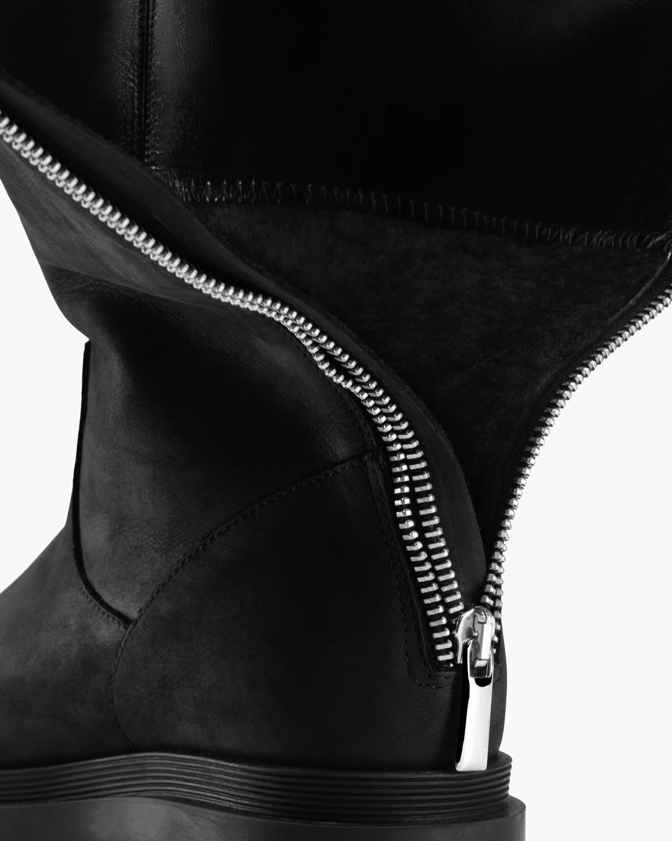 Helene Westbye Zip biker boot fur high, Rain svart