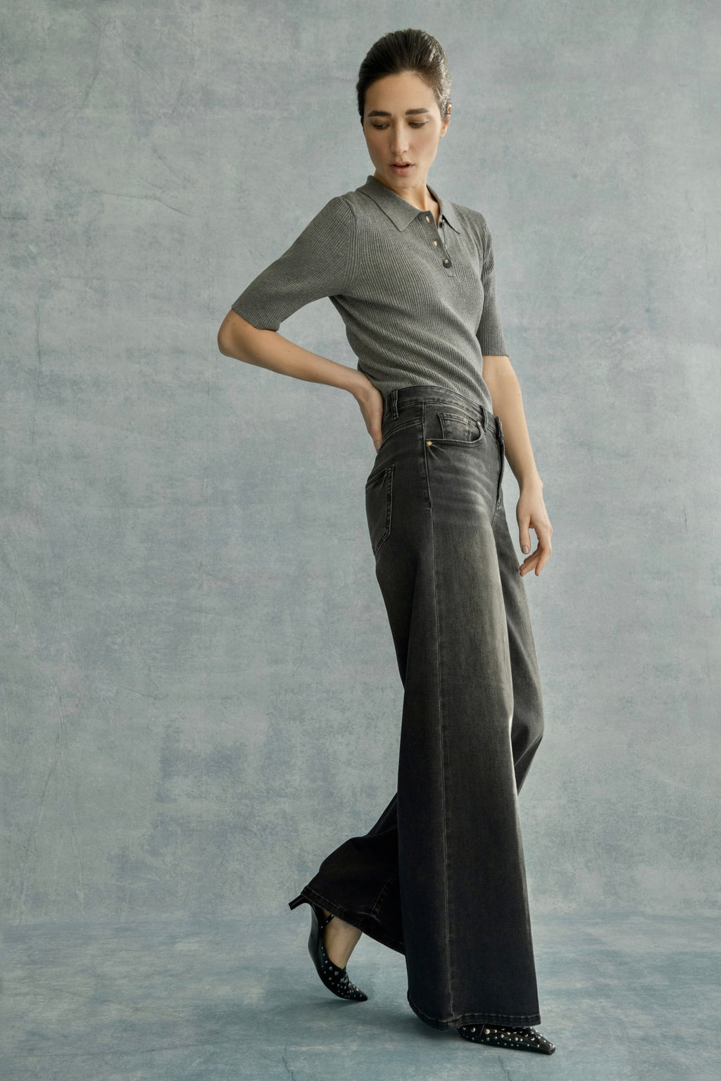 Seductive Maury rich soft denim, gråsvart