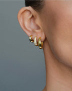 Philippa Studios Dome Pave Hoops Medium, forgylt gull