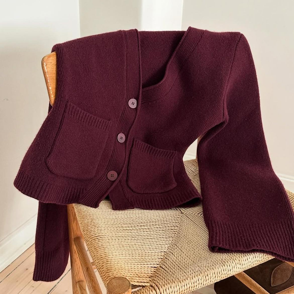 Natura Cashmere Julia cardigan, bordeux