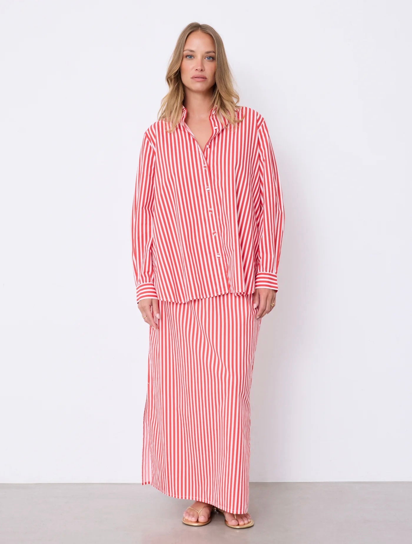 Notshy Cashmere Althea skjorte, Rød/hvit