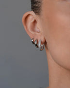 Philippa Studios Dome Pave Hoops Large, sølv