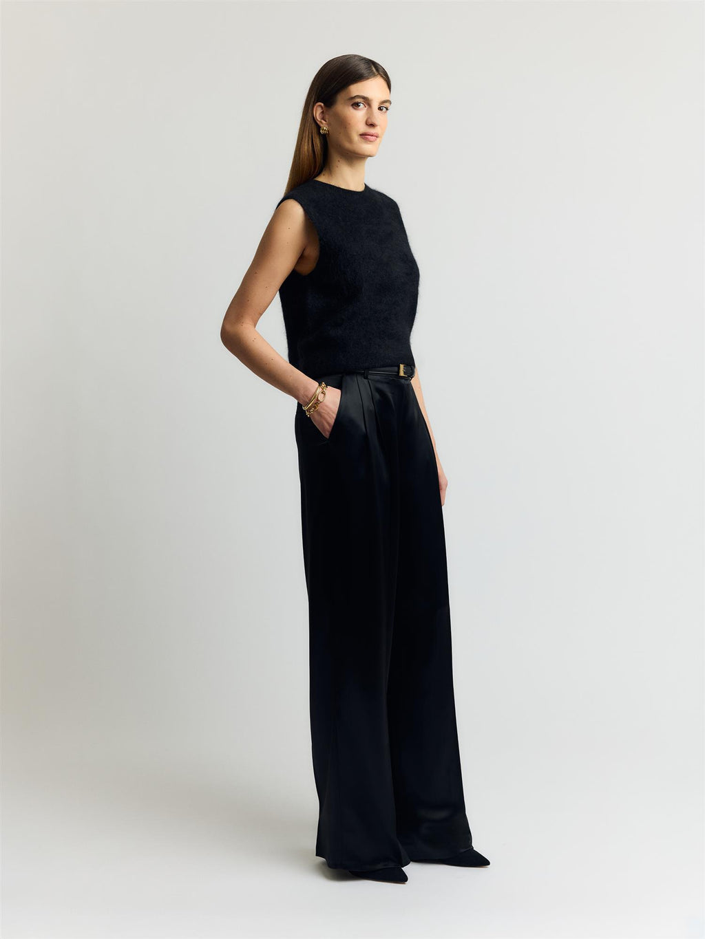 Andiata Gytta trouser satin, sort