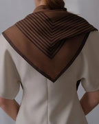 Striped Scarf, chocolate & espresso 80x80