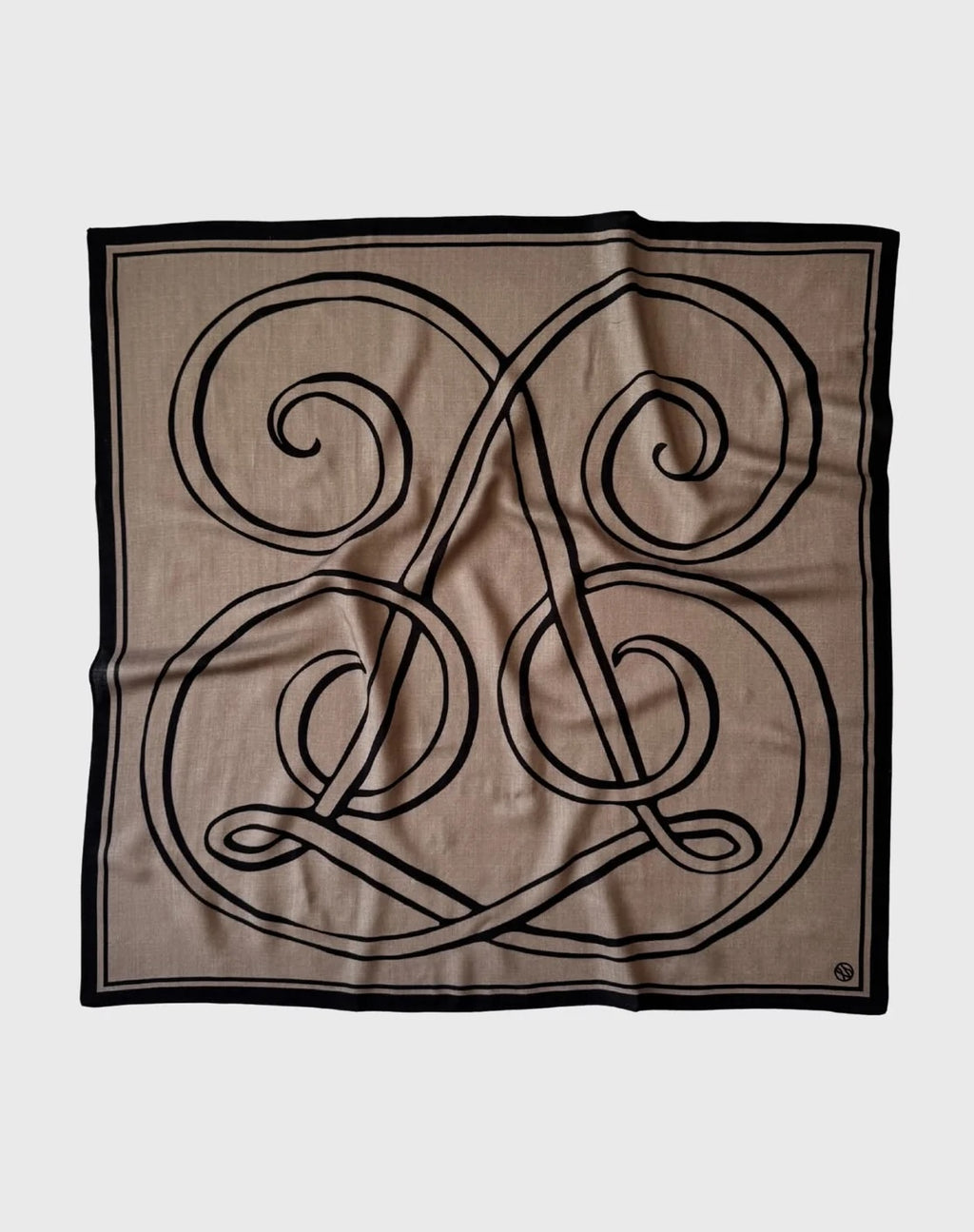 Lescarf Wool Monogram scarf, 80x80, Taupe