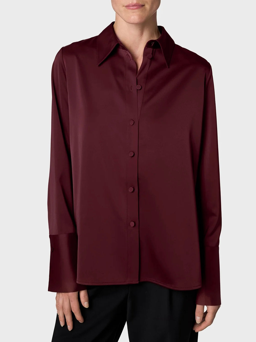 Marville Road The Leonie satin shirt, Burgundy