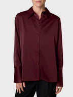 Marville Road The Leonie satin shirt, Burgundy