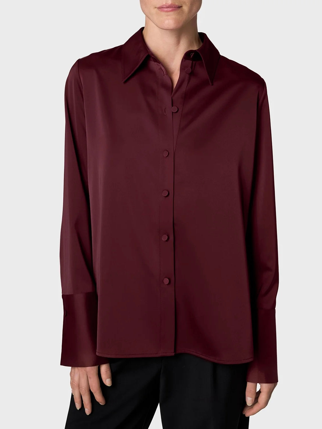 Marville Road The Leonie satin shirt, Burgundy