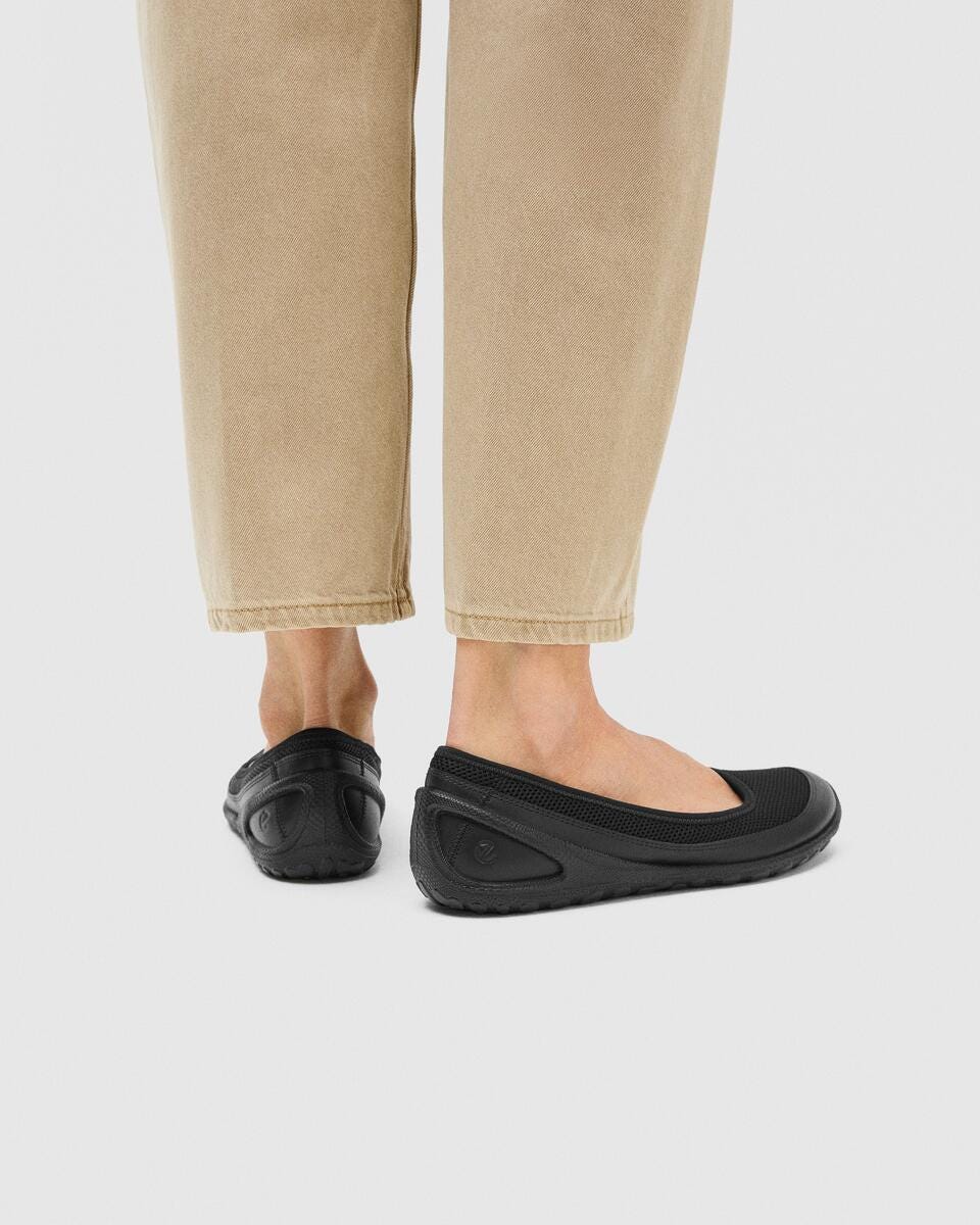 ECCO Biom Lite Ballerina tekstil, Sort