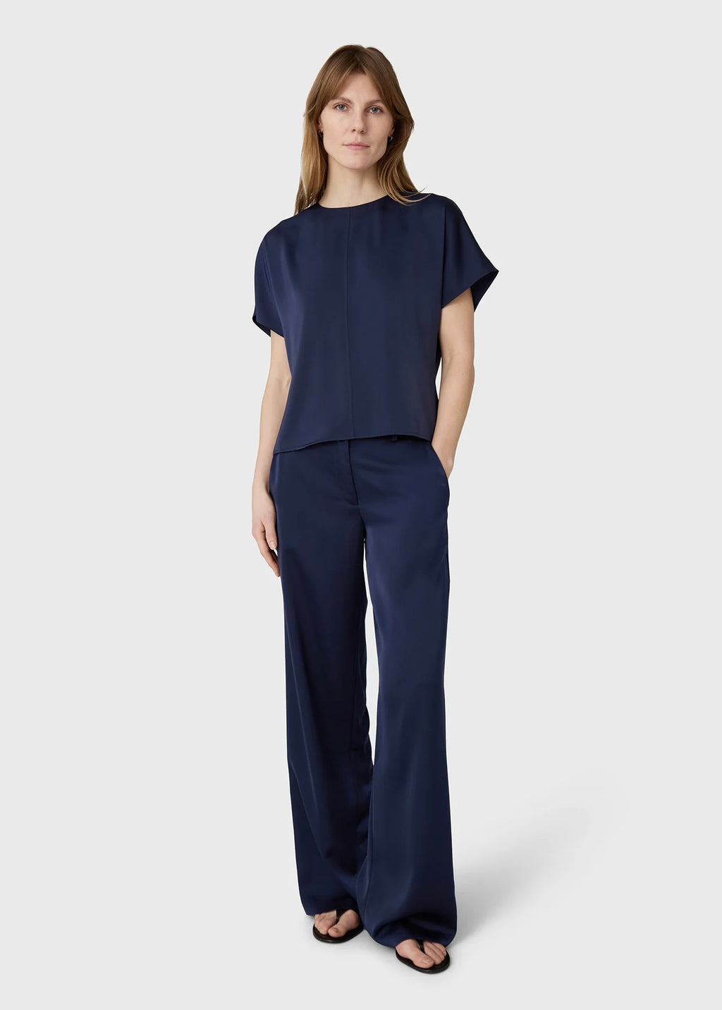 Marville Road The Mia satin top, midnight blue